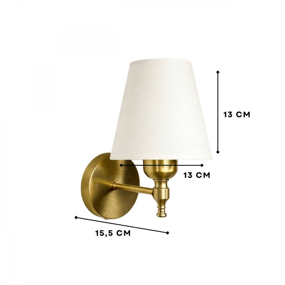 Wandleuchte ecru gold Metall PVC B/H/L/D: ca. 13x24x13x13 cm E27 1 Brennstellen
