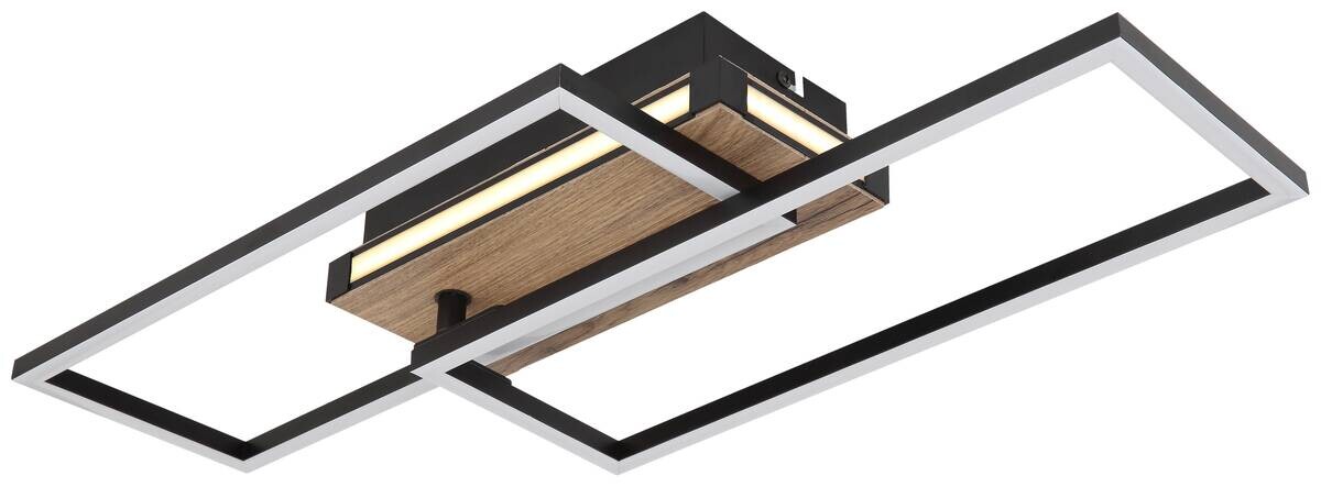GLOBO LED-Deckenleuchte 67299D dunkelbraun mattschwarz Kunststoff MDF Metall B/H/T: ca. 49x10x60 cm