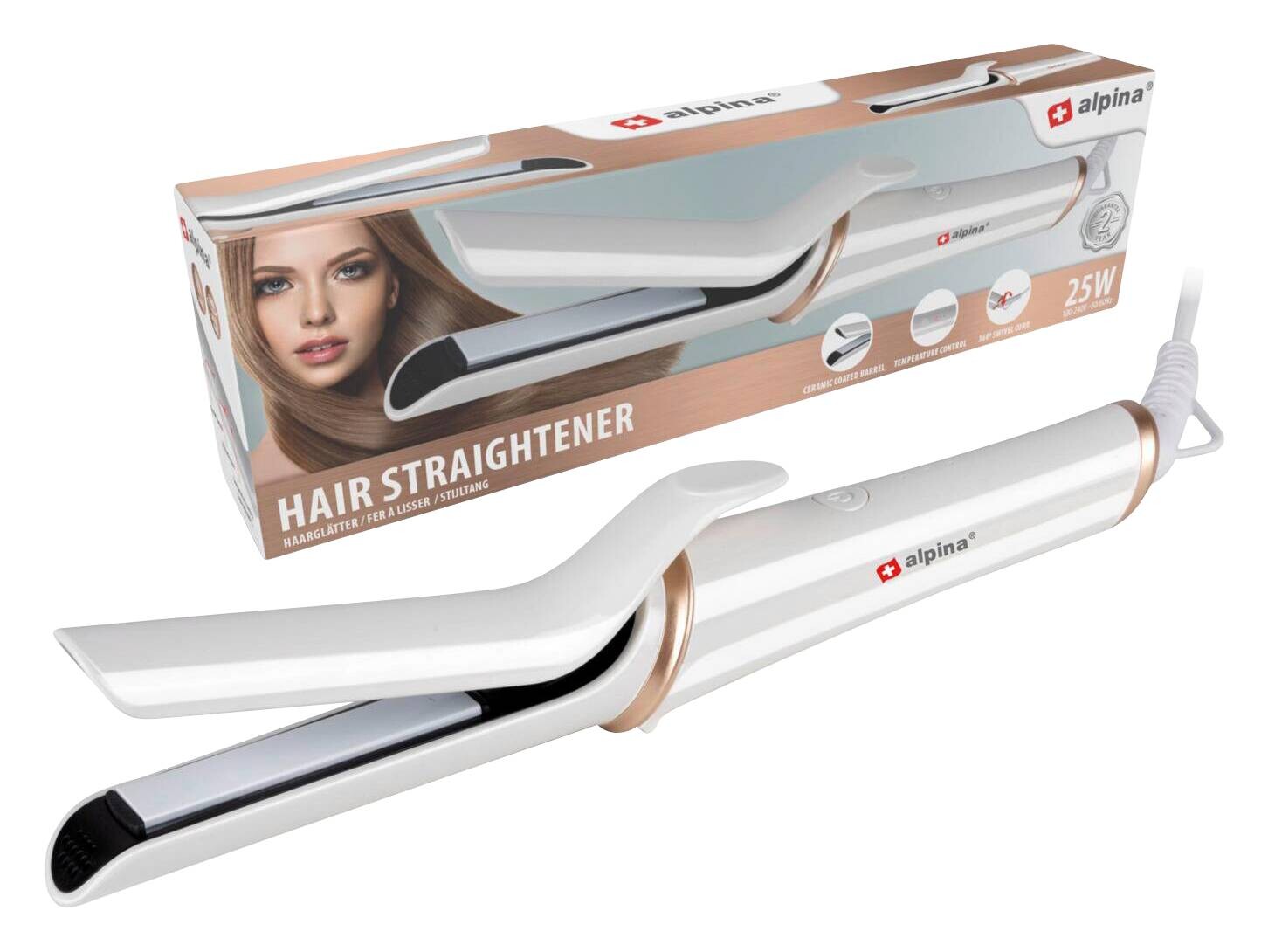 Glätteisen gold weiß Keramik Kunststoff B/H/L: ca. 4,5x8,5x30 cm