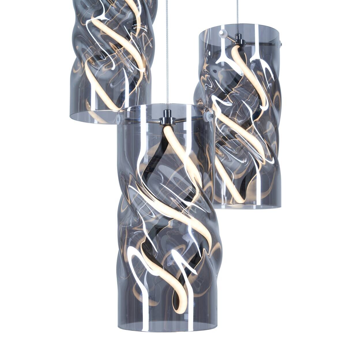 POCOline LED-Pendelleuchte Isabella schwarz Metall Glas H/D: ca. 120x39,5 cm