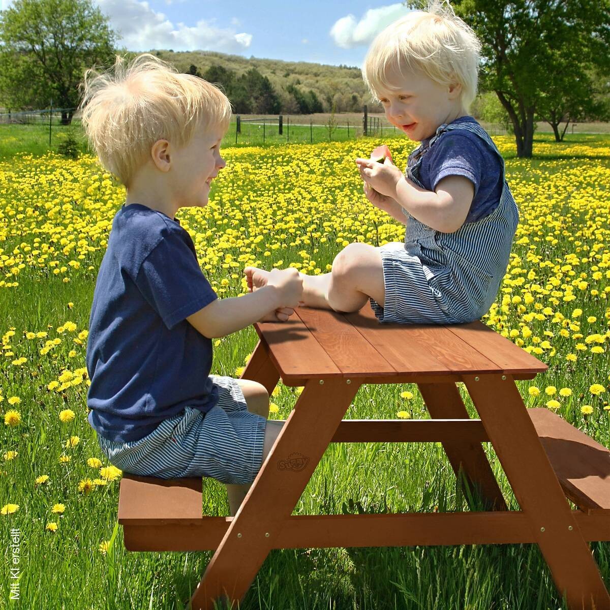 Sunny Kinder-Picknicktisch Dave rotbraun B/H/L: ca. 89x50x89 cm
