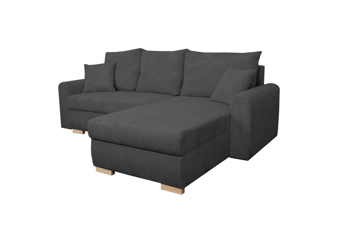 Ecksofa mit Bettfunktion und Bettkasten anthrazit Microfaser B/H/T: ca. 224,5x90x168 cm