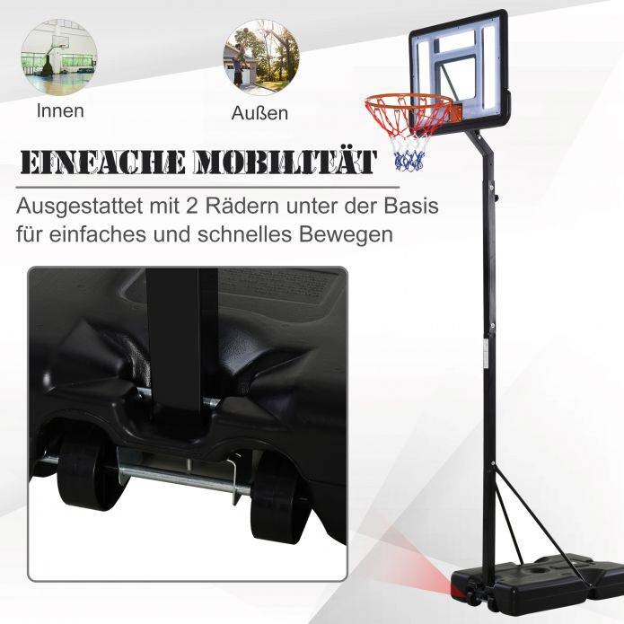 HOMCOM Basketballkorb schwarz H/L: ca. 350x86 cm