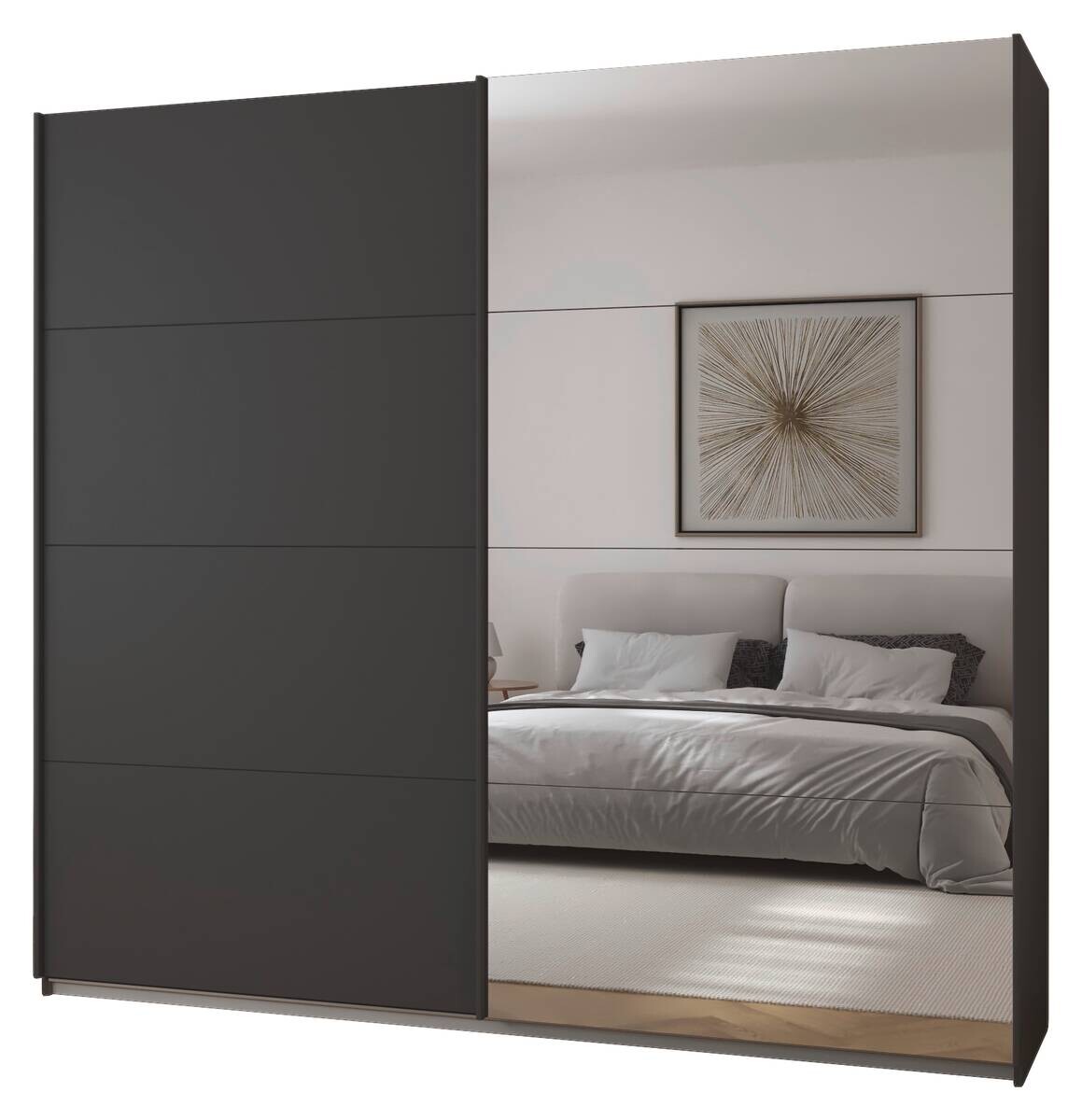 Schwebetürenschrank Quadra grau B/H/T: ca. 225x210x62 cm