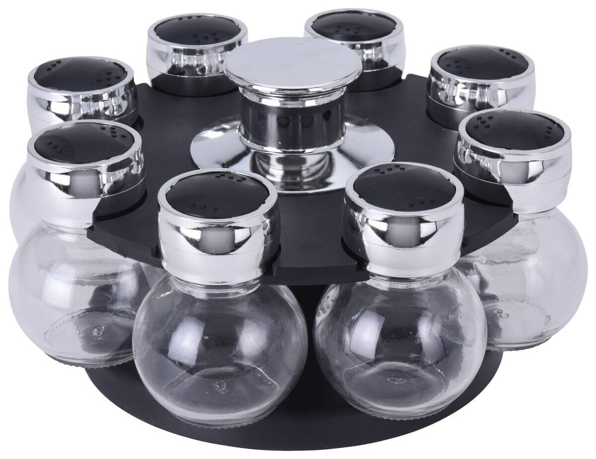 Gewürzkarussell schwarz Kunststoff H/D: ca. 12x22 cm