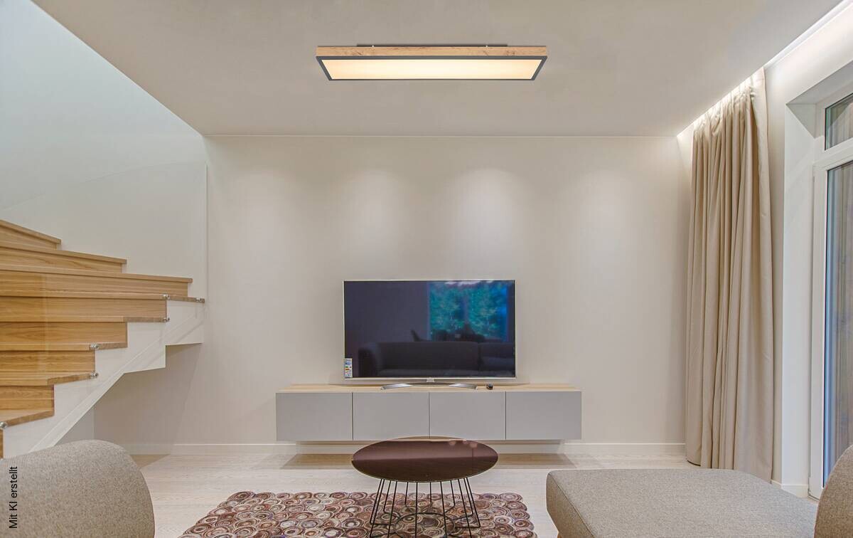 LED-Deckenleuchte Doro Holzoptik Graphit Kunststoff Metall Holz B/H/L: ca. 20x6,5x80 cm