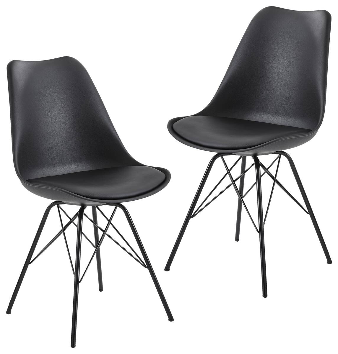 Stuhl 2er.-Set. schwarz Kunstleder Eisen B/H/T: ca. 58x86x48 cm
