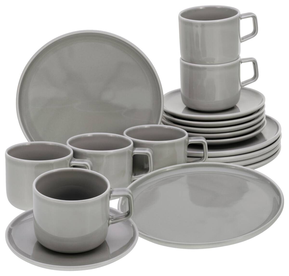 CreaTable Kaffeeservice Chef Collection grau Porzellan 18 tlg.