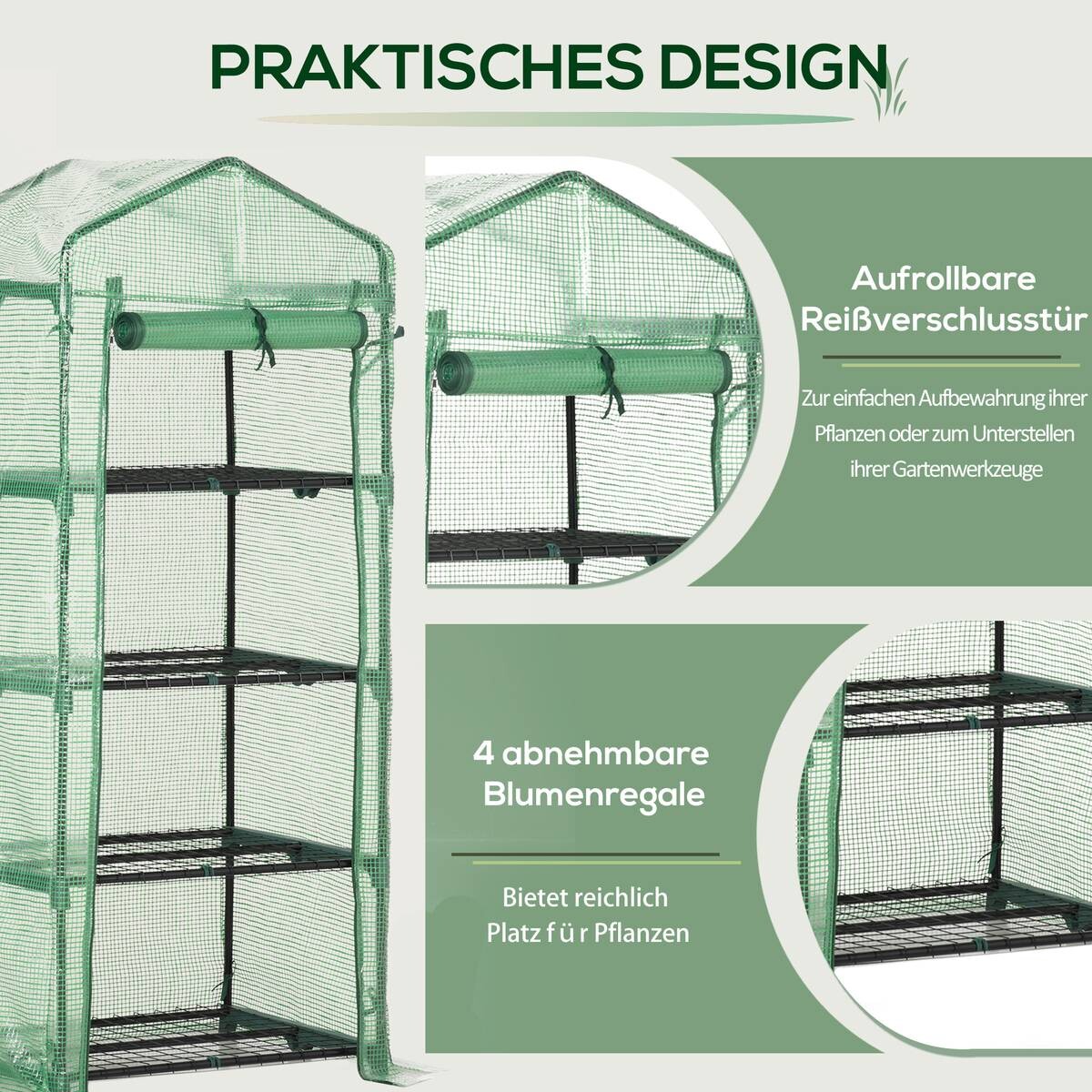 Outsunny Gewächshaus B/H/L: ca. 50x160x70 cm