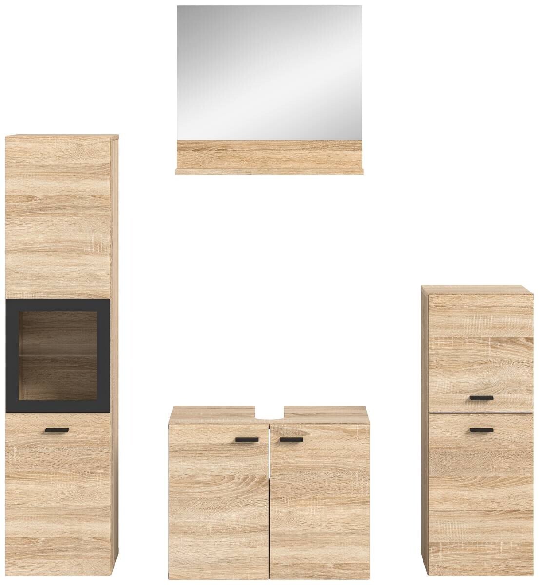 Badezimmer-Set BOSTON Eiche Sonoma Nachbildung schwarz B/H/T: ca. 137x186x33 cm