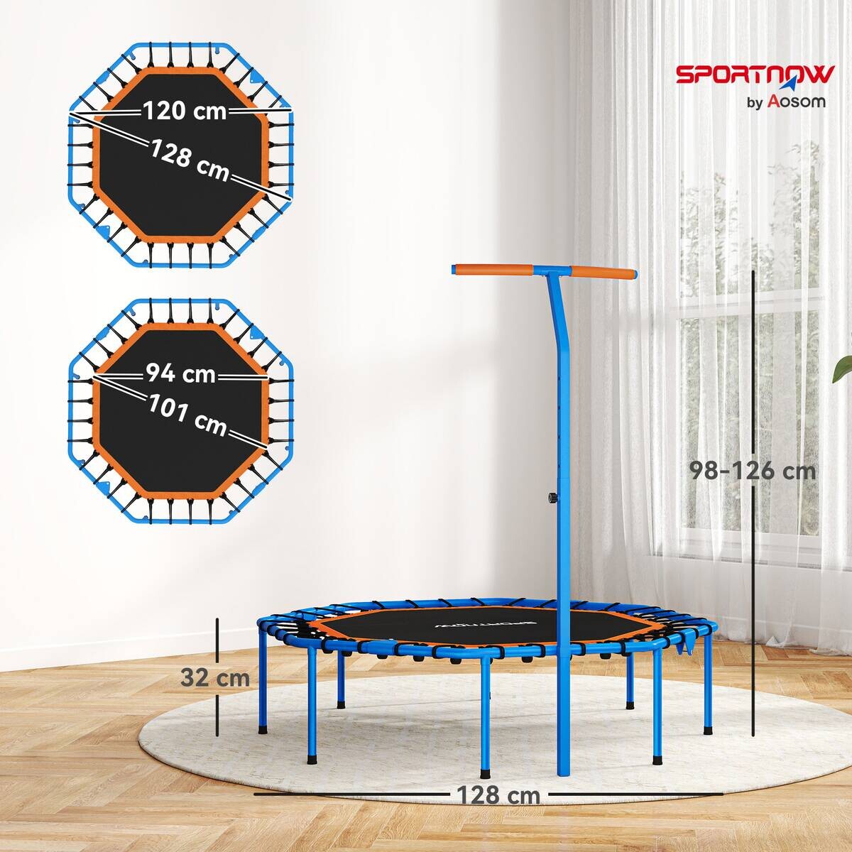 SPORTNOW Fitness Trampolin blau B/H/L: ca. 120x126x128 cm