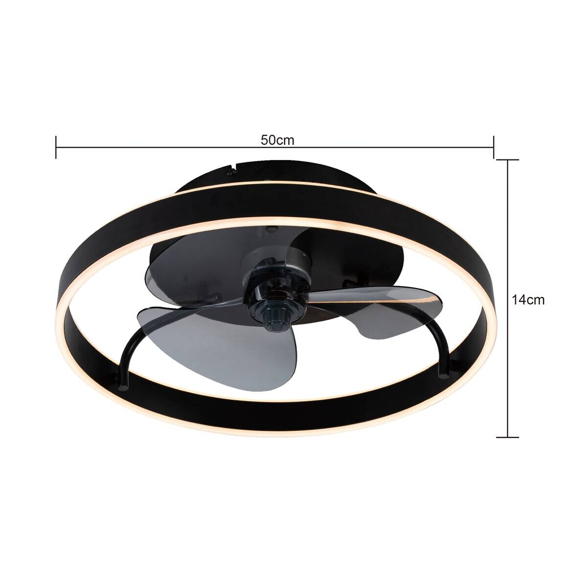 POCOline LED-Deckenventilator Hilko schwarz B/H/L: ca. 50x16x50 cm max. 40 W