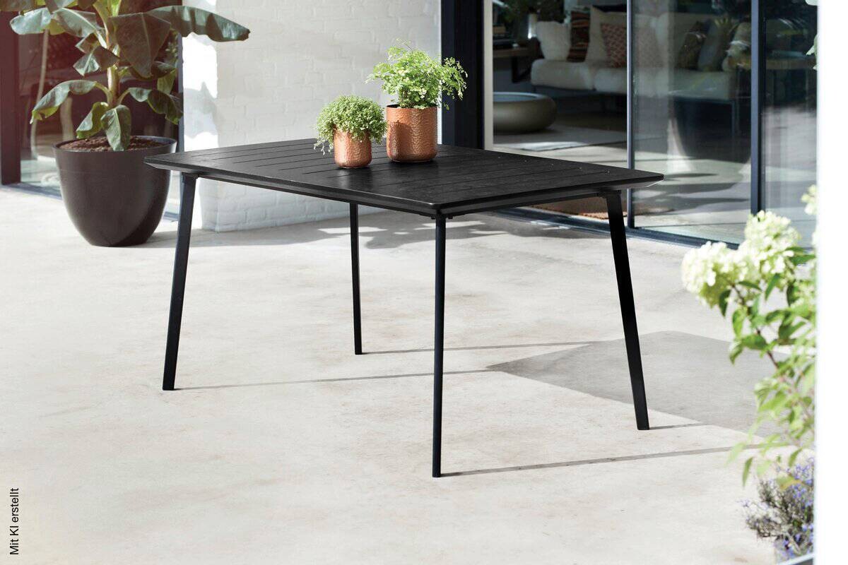 Keter Gartentisch Metalea schwarz Kunststoff B/H/L: ca. 87x75x147 cm