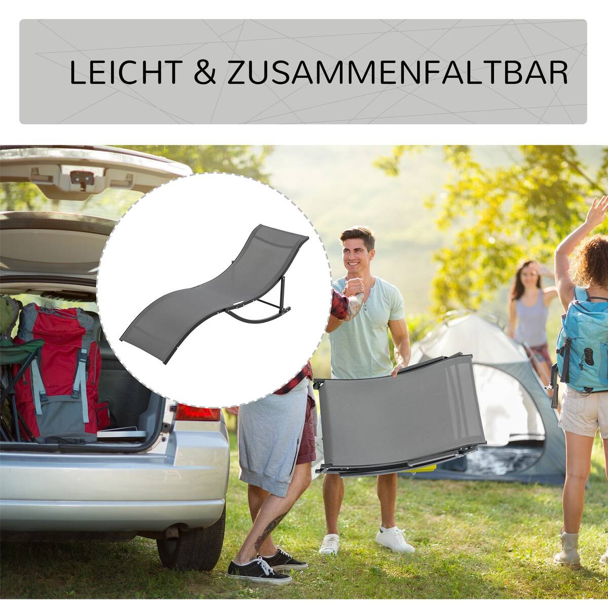Outsunny Gartenliege 2er Set dunkelgrau Aluminium B/H/L: ca. 61x63x165 cm