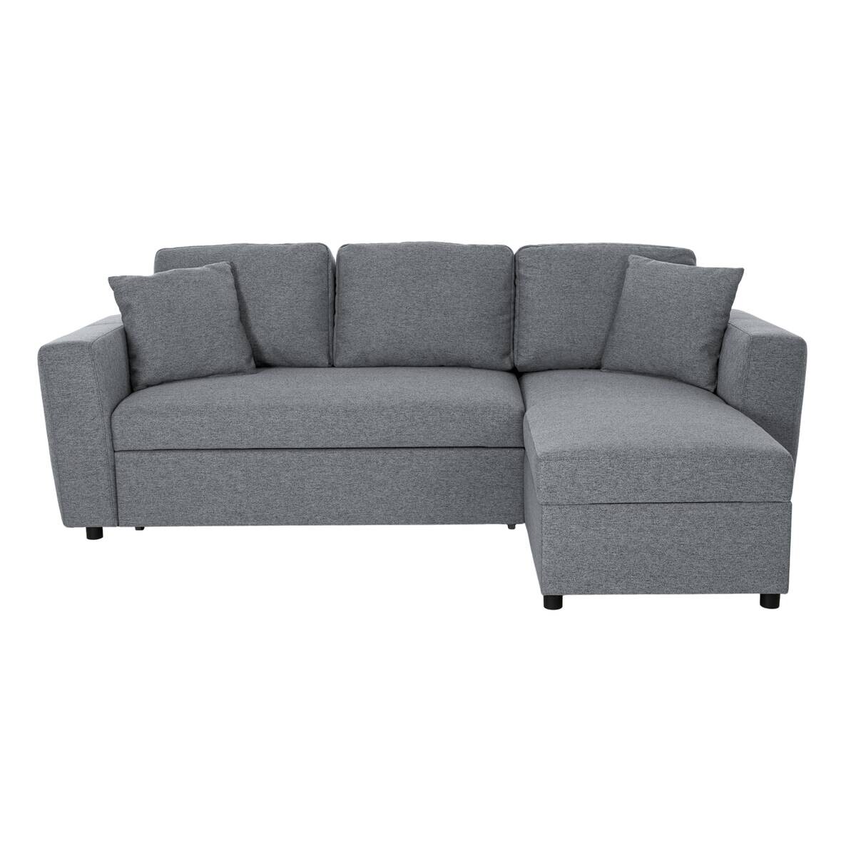 Ecksofa mit Bettfunktion und Bettkasten grau Webstoff B/H/T: ca. 234x86x144 cm