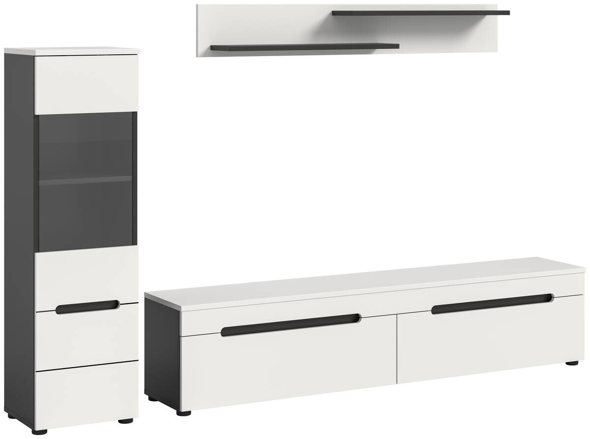 Wohnwand Canu basaltgrau weiß B/H/T: ca. 221x141x33 cm