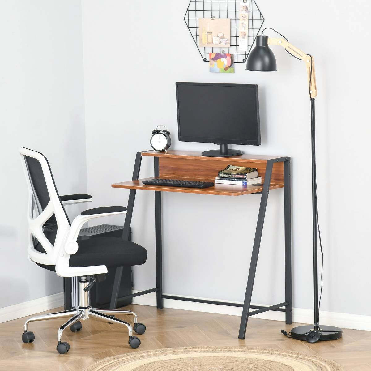 Schreibtisch 836-055 walnuss Nachbildung schwarz B/H/T: ca. 84x85x45 cm