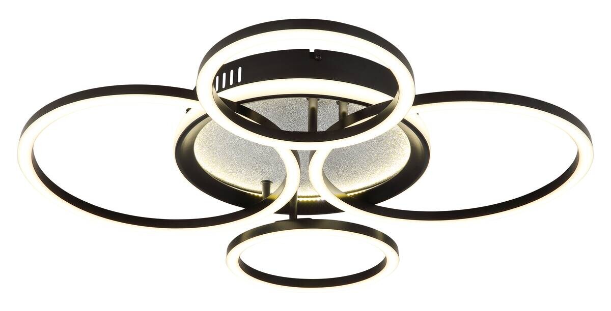 GLOBO LED-Deckenleuchte Alvis schwarz silber Metall Kunststoff B/H/T: ca. 72,2x10x51,7 cm