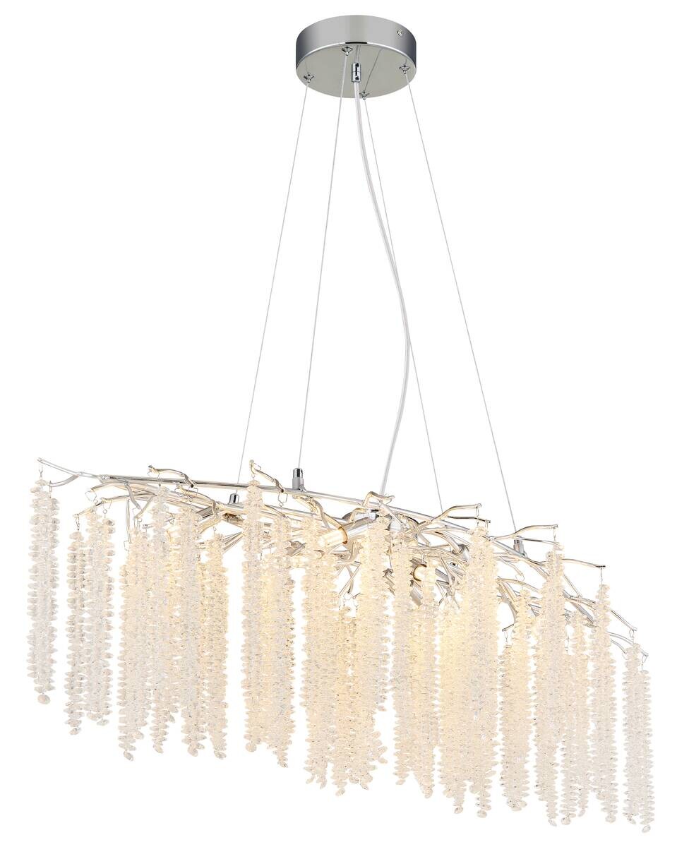 GLOBO Luster klar Chrom Kunststoff Metall B/H/L: ca. 50x25,5x110 cm G9 9 Brennstellen