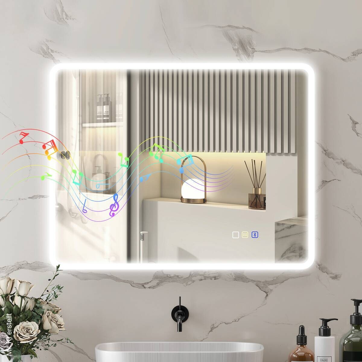 HOMCOM LED-Bad-Spiegel silber B/H/L: ca. 3,5x70x90 cm