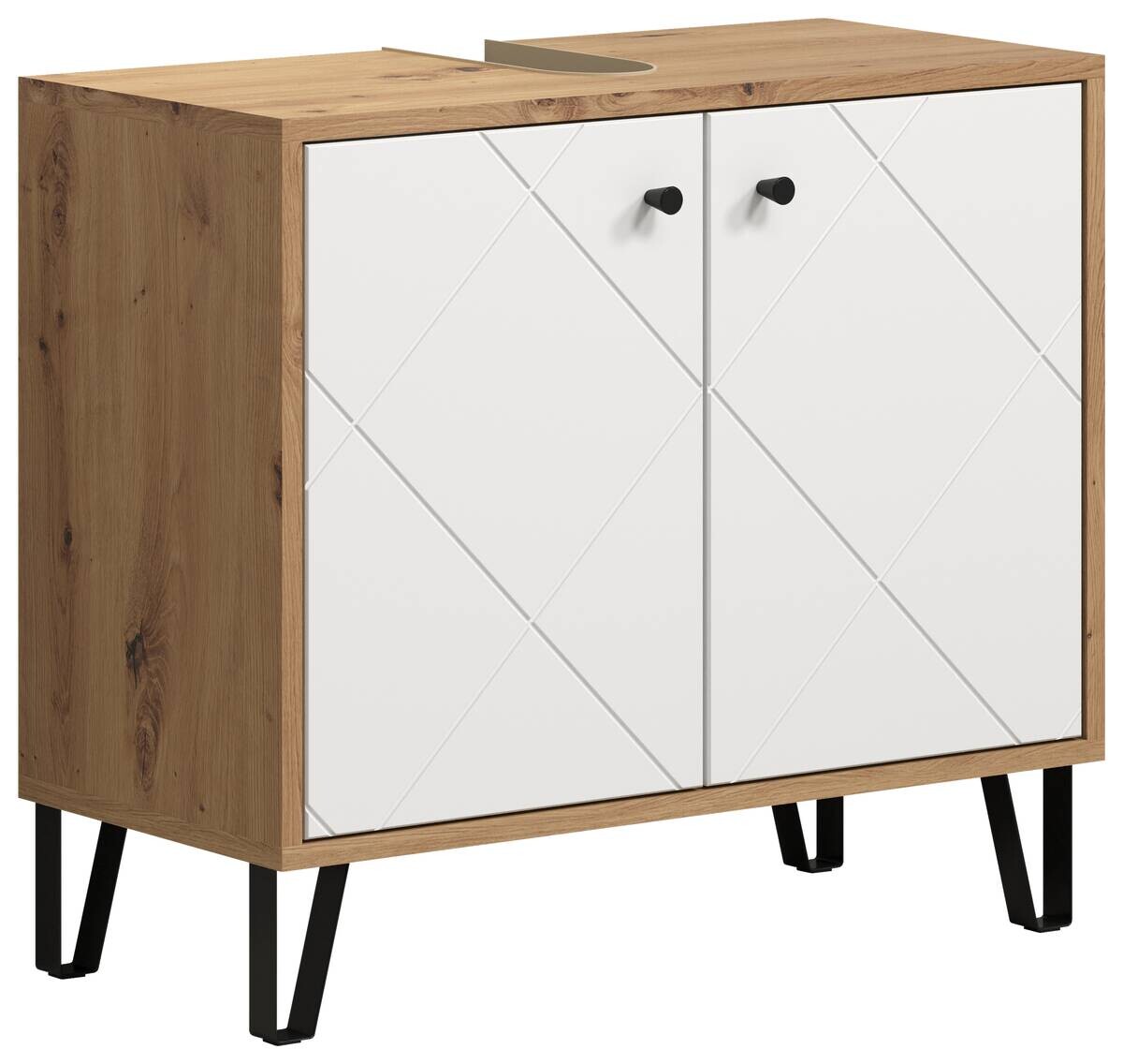 Waschbeckenunterschrank Touch Eiche Artisan Nachbildung weiß matt B/H/T: ca. 69x61x32 cm