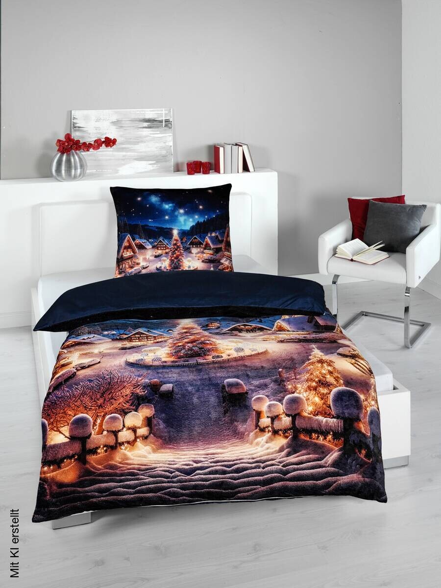 Microfaser Wende Bettwäsche Flanell Multi Polyester B/L: ca. 135x200 cm