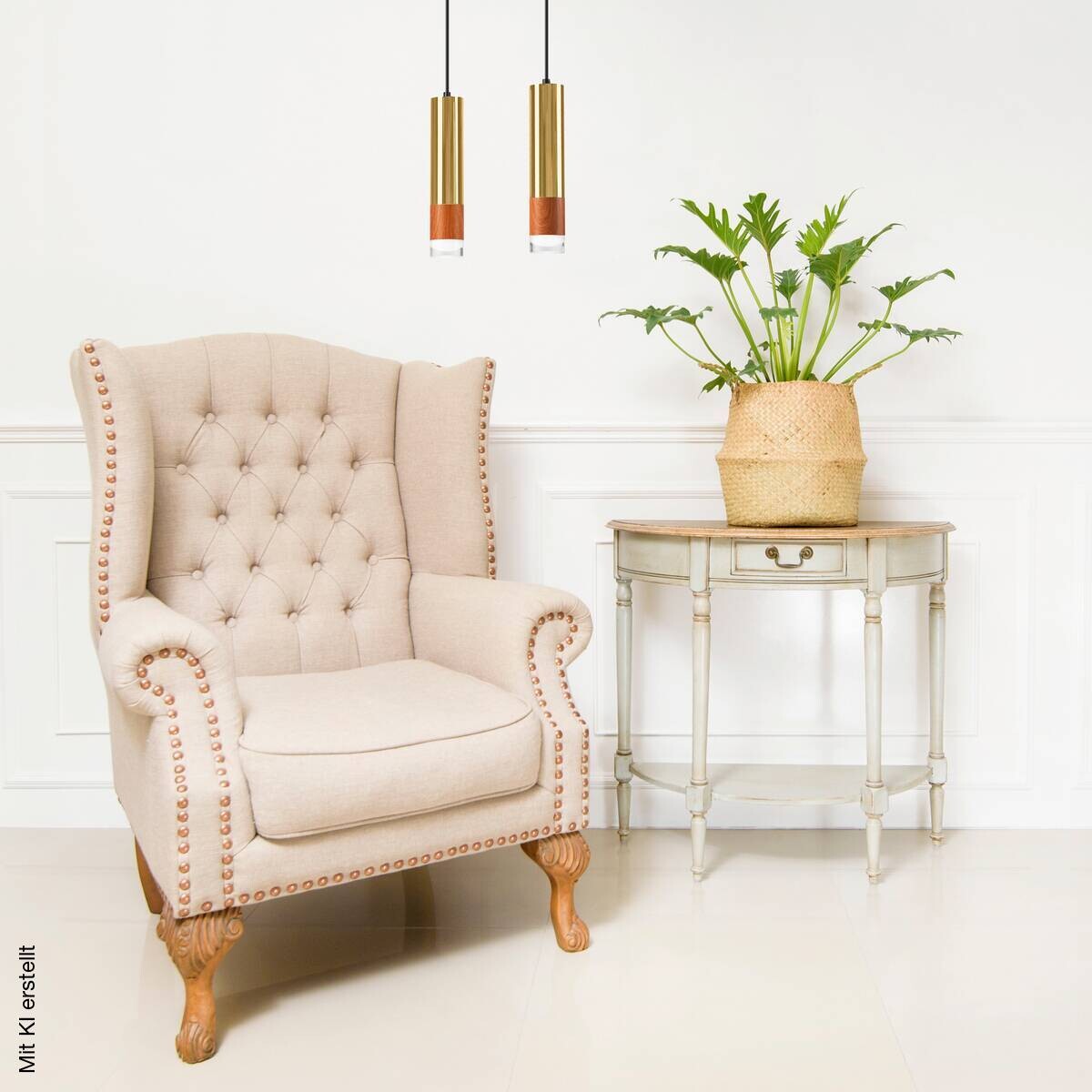 Lamkur Pendelleuchte gold Glas Stahl B/H/L: ca. 8x105x30 cm GU10 2 Brennstellen