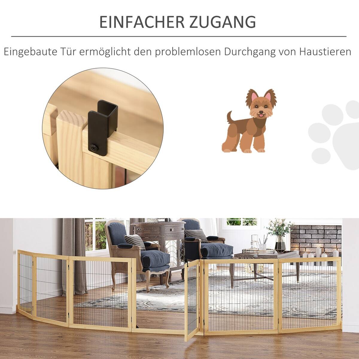 PawHut Schutzgitter natur Polypropylen B/H/L: ca. 36x432x70 cm