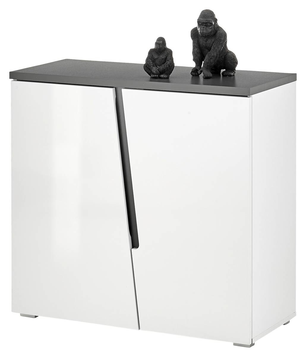 Kommode Boston weiß Hochglanz anthrazit B/H/T: ca. 88x83x38 cm | anthrazit, weiß | 88,00/83,00/38,00 cm