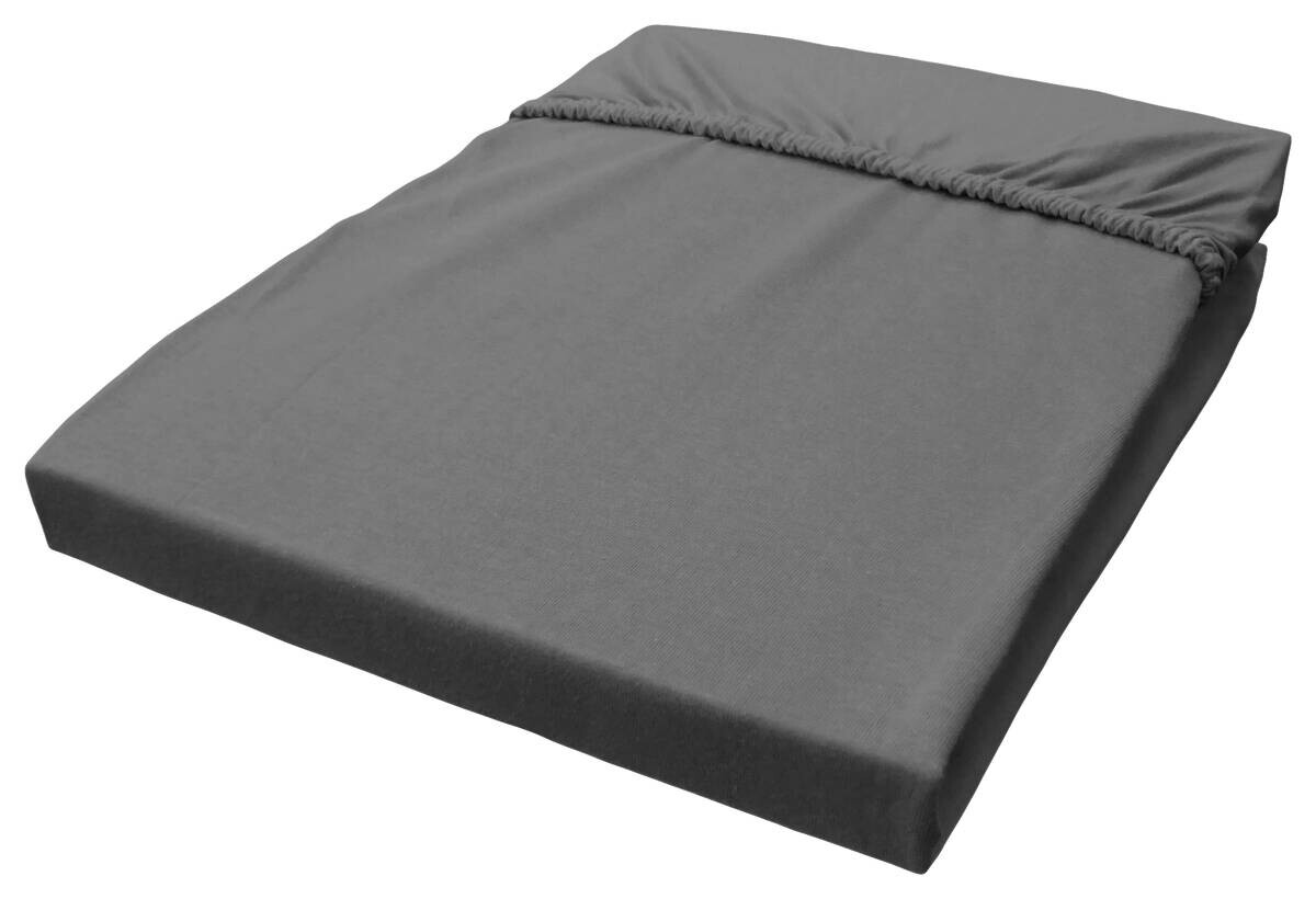Jersey Spannbetttuch Graphit Baumwolle B/H/L: ca. 100x28x200 cm