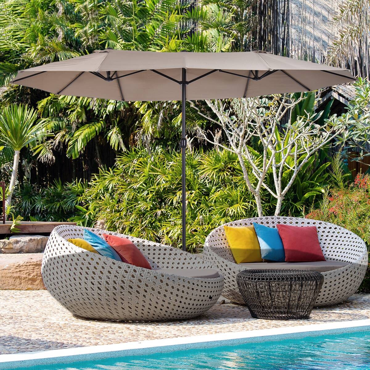Outsunny Marktschirm café braun Metall B/H/L: ca. 270x240x460 cm
