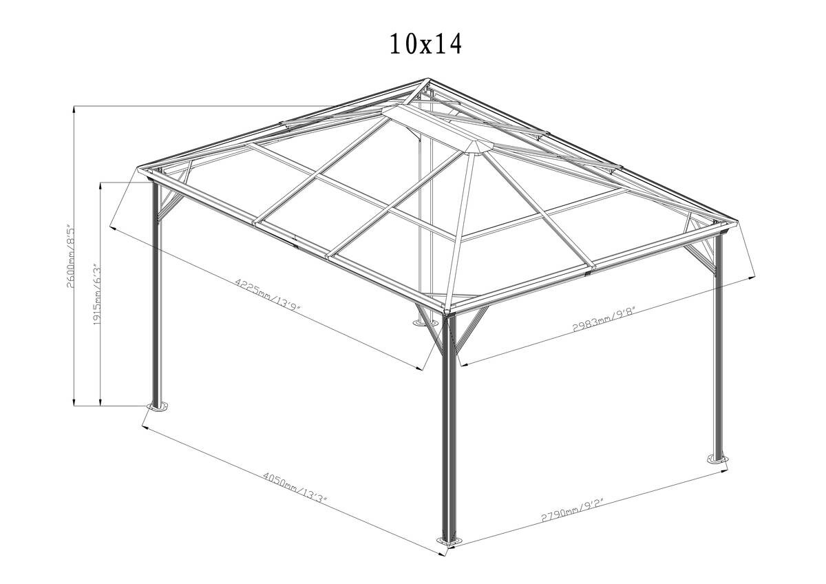 Sojag Pavillon Verona anthrazit Aluminium B/H/T: ca. 298x260x423 cm