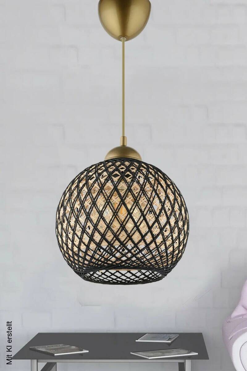Opviq Pendelleuchte gold schwarz Baumwolle B/H/T/L/D: ca. 22x54x22x22x22 cm E27 1 Brennstellen