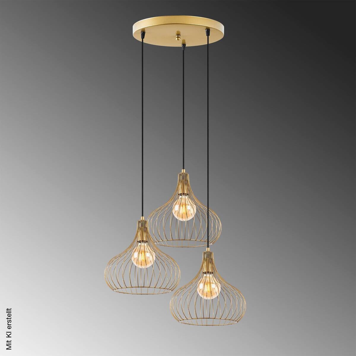 Opviq Pendelleuchte Teldamla-11930 gold B/H/T/L/D: ca. 47x120x47x47x47 cm E27 3 Brennstellen