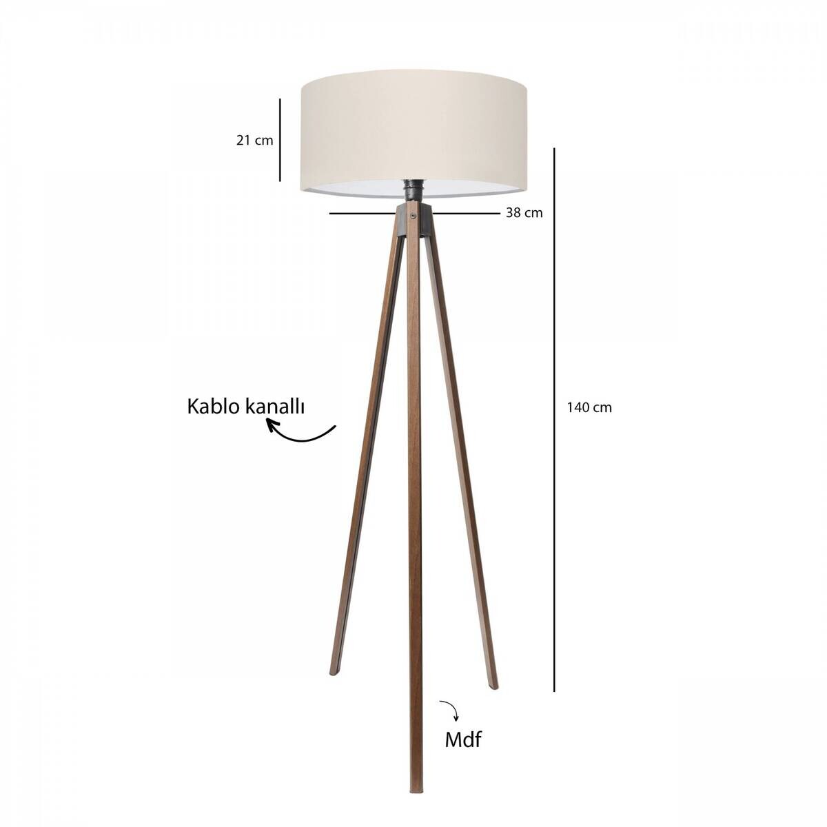 Opviq Stehleuchte creme Stoff B/H/T/L/D: ca. 38x200x38x38x38 cm E27 1 Brennstellen