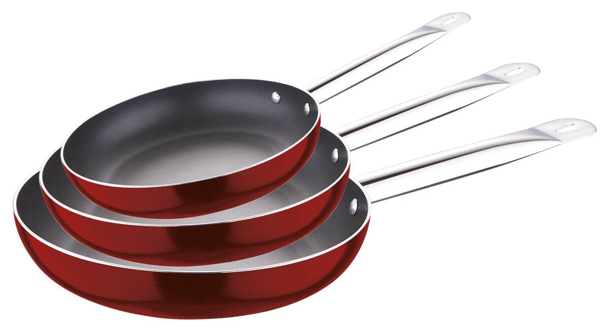 Pfannenset 3 CLAVELES rot Edelstahl 3 tlg.