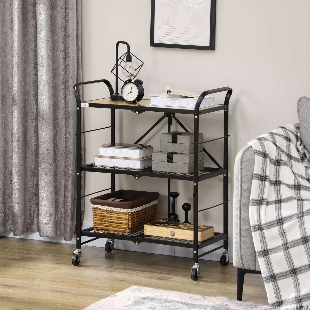 HOMCOM Rollwagen braun MDF B/H/L: ca. 35x68x85 cm