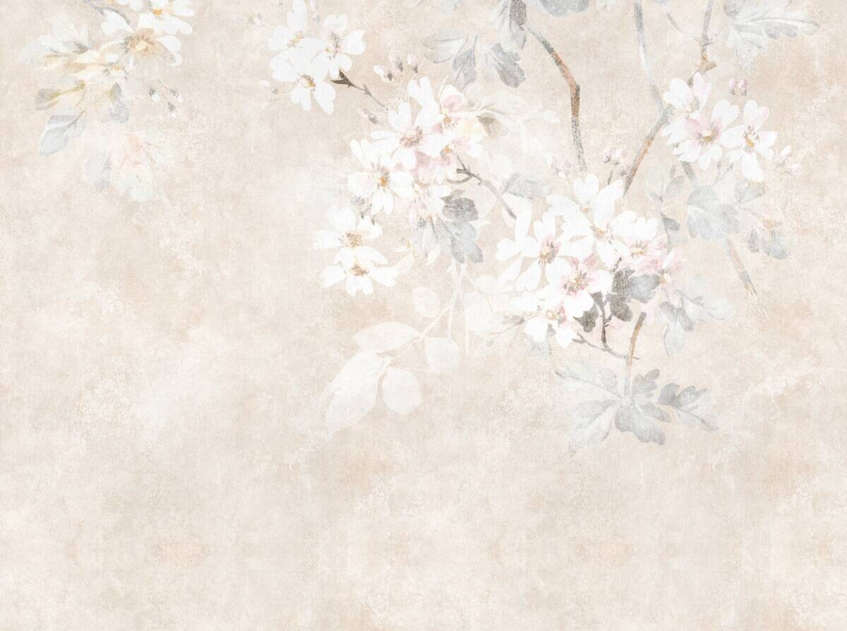 Livingwalls Fototapete Floral grau beige creme B/L: ca. 280x371 cm