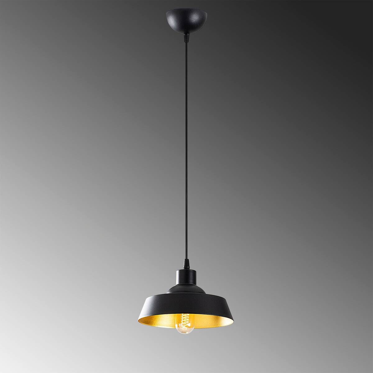 Pendelleuchte schwarz Metall B/H/L/D: ca. 22x107x22x22 cm E27 1 Brennstellen