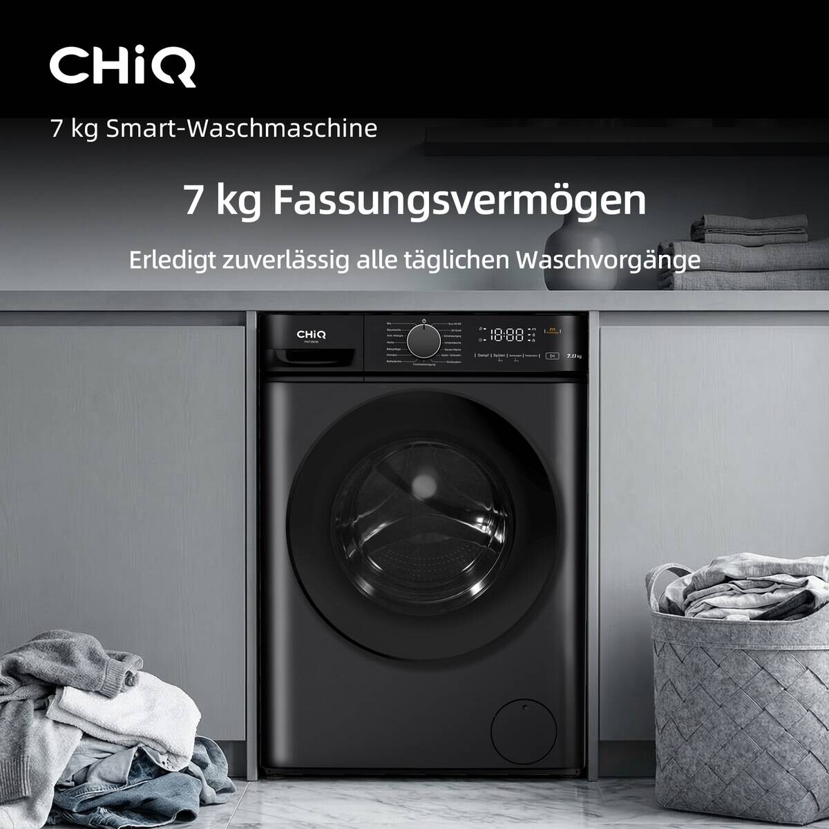 ChiQ Waschmaschine PW73863B schwarz B/H/T: ca. 60x85x46,5 cm ca. 7 kg