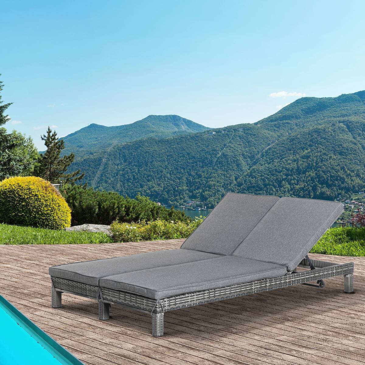 Outsunny Doppelliege grau Metall B/H/L: ca. 120x28x195 cm