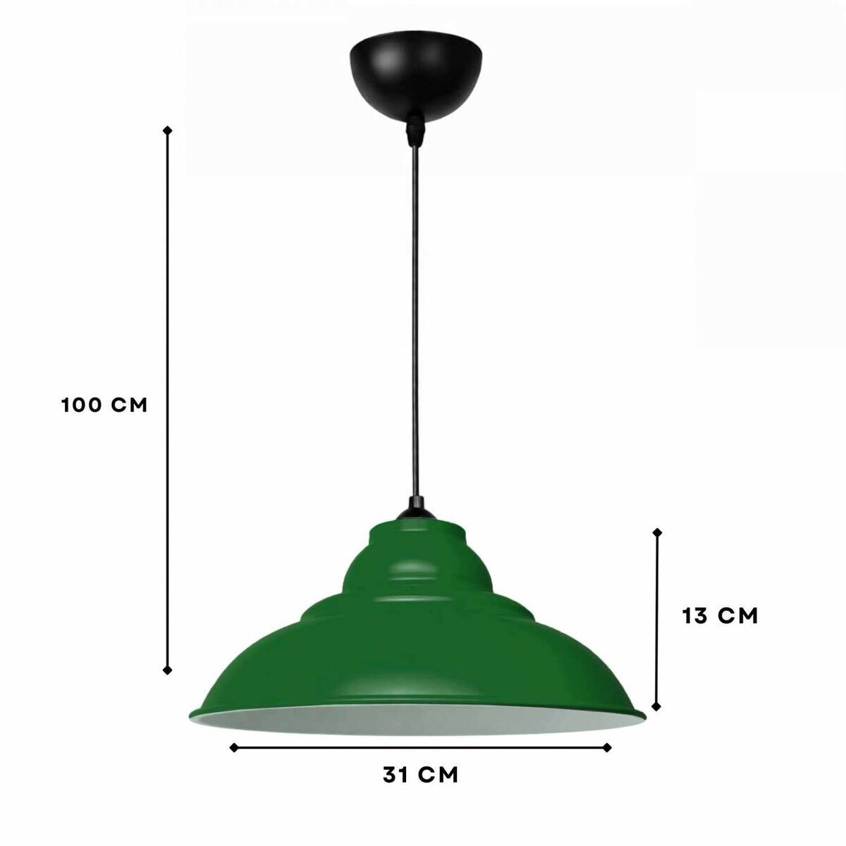 Opviq Pendelleuchte grün B/H/T: ca. 31x100x31 cm E27 1 Brennstellen