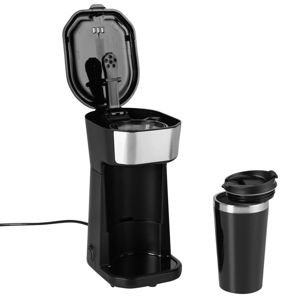 POCOline Kaffeeautomat schwarz Edelstahloptik Kunststoff B/H/L: ca. 13x26,1x18,1 cm
