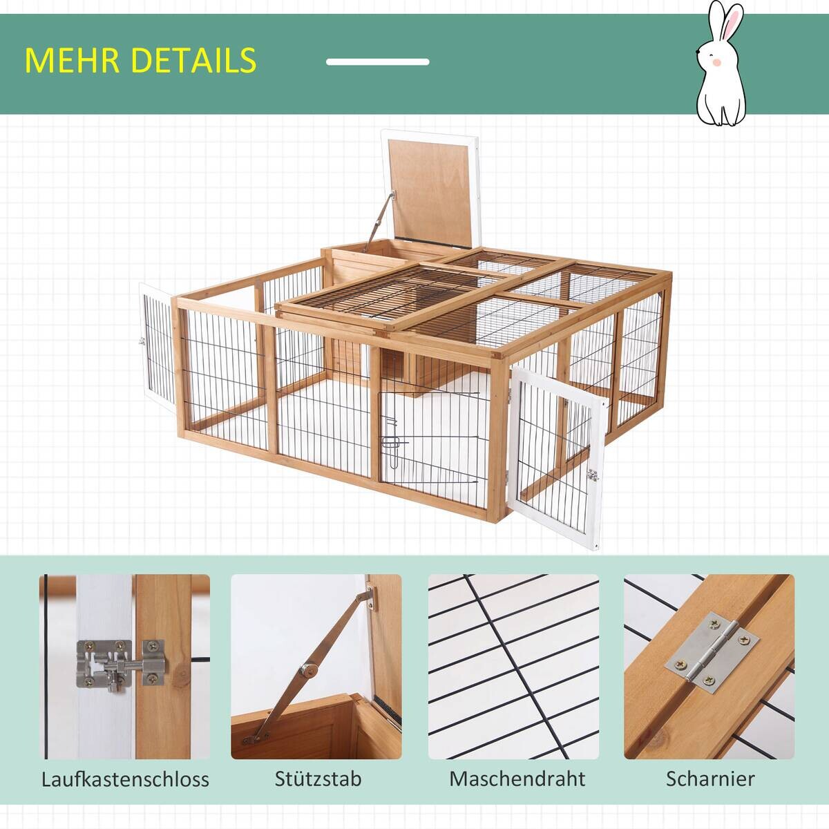 PawHut Stall natur Holz B/H/L: ca. 120x123x52 cm