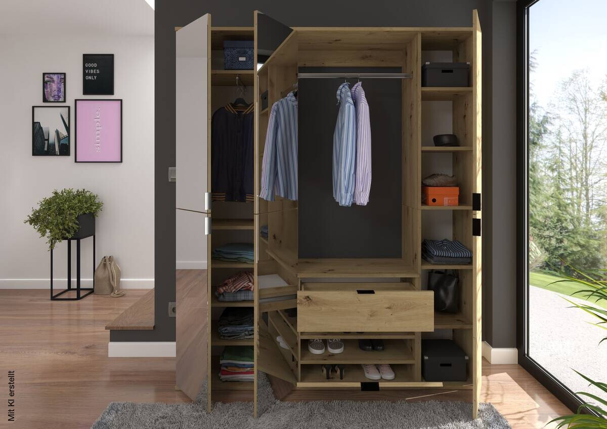 Garderobe PROJEKT Eiche Artisan Nachbildung Spiegel B/H/T: ca. 152x193x34 cm