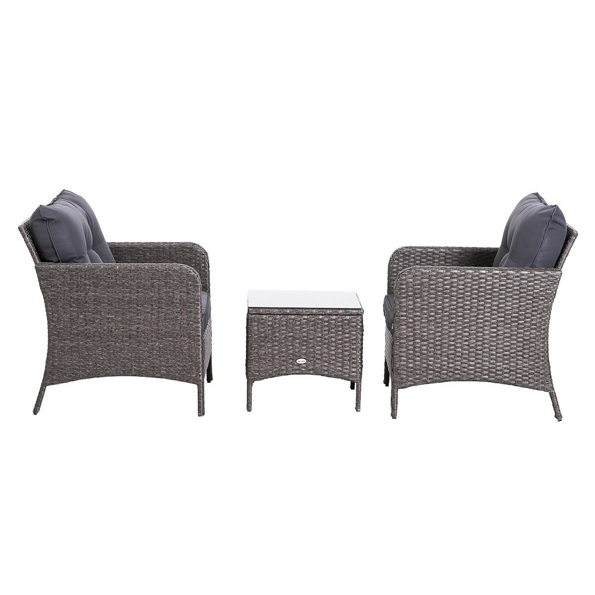 Outsunny Gartensitzgruppe dunkelgrau Polyrattan