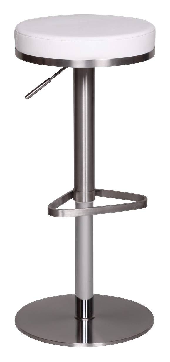 Barhocker weiß Edelstahl Kunstleder Edelstahl