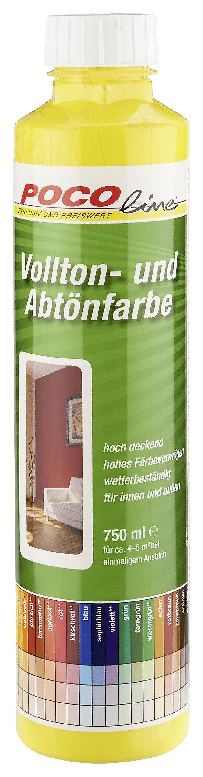 POCOline Vollton- und Abtönfarbe gelb ca. 0,75 l