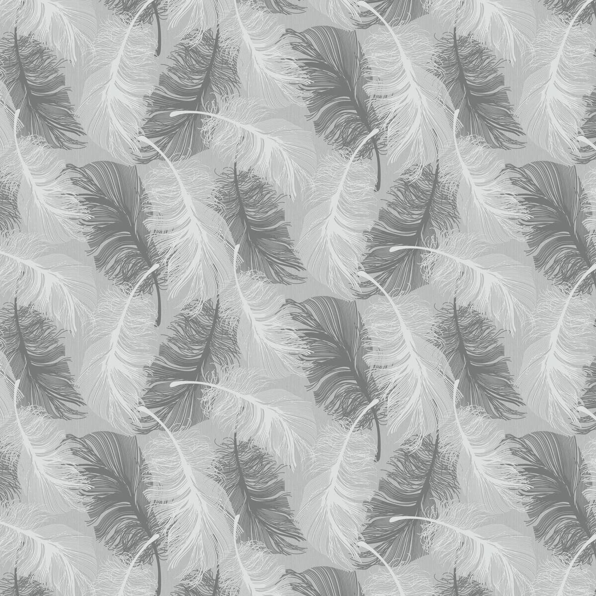 UGEPA Vinyltapete Federn grau weiß B/L: ca. 53x1005 cm glitzernd