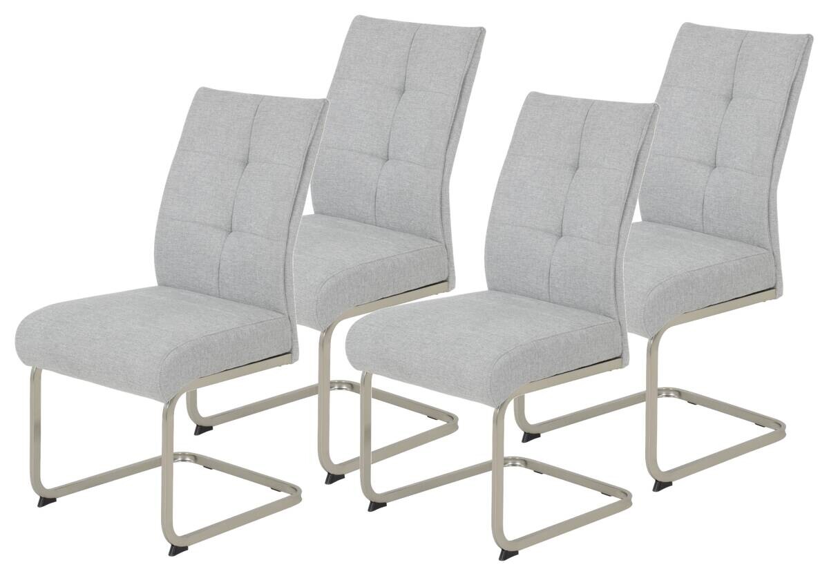 Schwingstuhl Ines, 4er-Set grau Metall Microfaser Webstoff B/H/T: ca. 50x99x66 cm